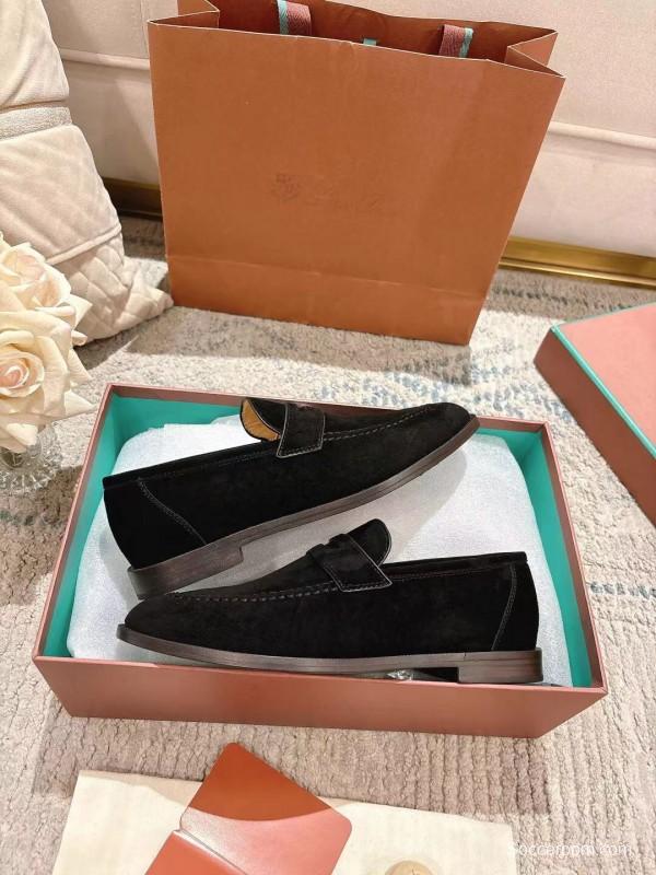 2025 Women Le Parmentier Black Suede Loafer LY00400