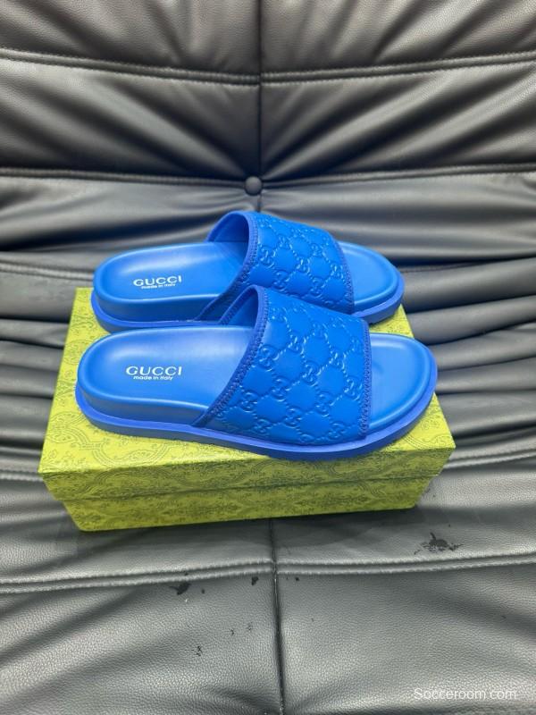 2024 Slippers Gucci Blue Leather Slippers MJ00200