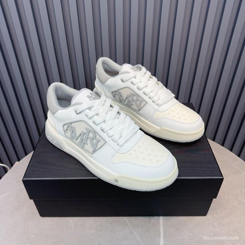 2025 Unisex Amiri White Grey Leather Sneakers MJ00360