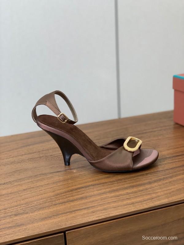 2025 Women Le Parmentier Brown Leather Sandals KFY00280