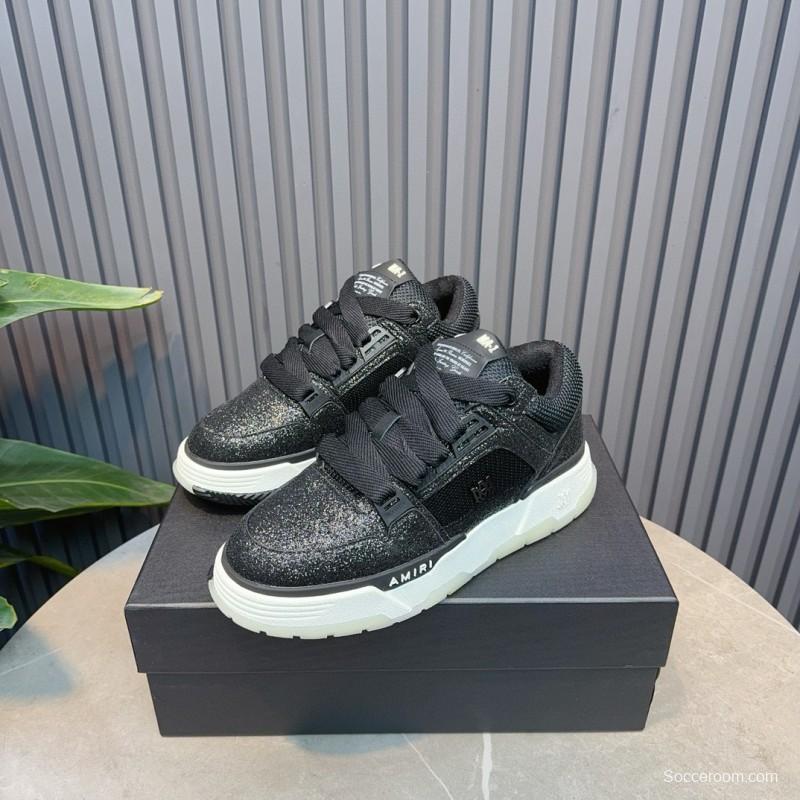 2024 Men Amiri Black Mesh Leather Sneakers MJ00360