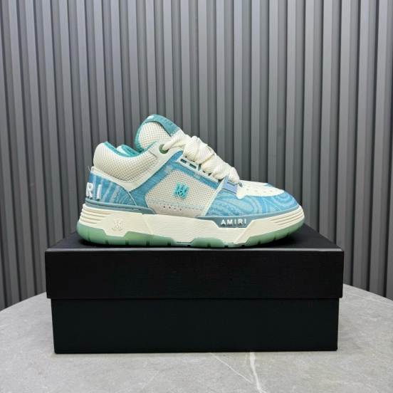 2024 Unisex Amiri Blue White Mesh Leather Sneakers MJ00360