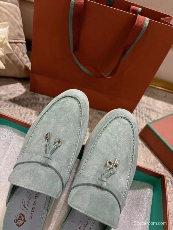 2025 Women LP Mint Green Suede Loafers LY00430F