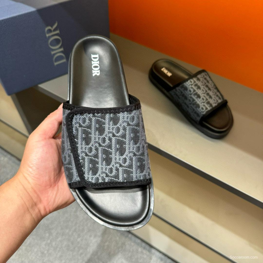 2024 Slippers Dior Black Fabric Slippers MJ00180