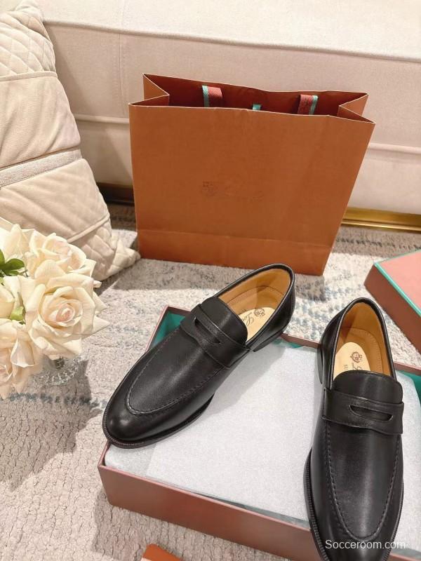 2025 Women Le Parmentier Black Leather Loafers LY00340