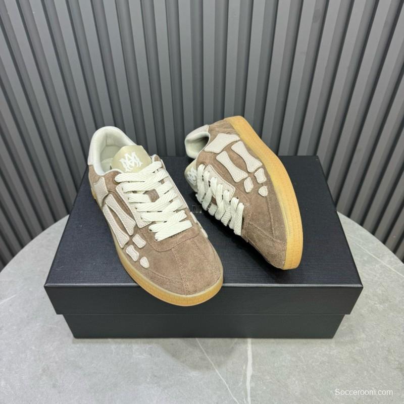 2024 Unisex Amiri Beige White Suede Leather Sneakers MJ00300