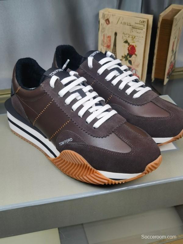 2025 Unisex TOM FORD Brown Black White Leather Cow Leather Sneakers LY00360(F)/LY00370(M)