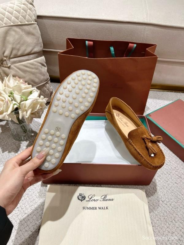 2025 Women LP Brown Suede Loafers Tassel LY00291