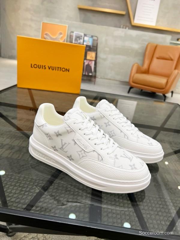 2024 Men Louis Vuitton White Leather Mesh Sneakers MJ00400