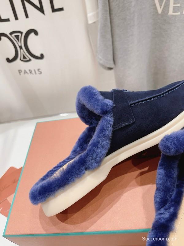2024 Slippers LP Navy Shearling Loafers MJ00300