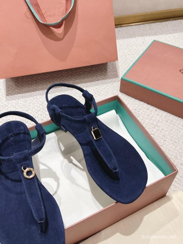 2025 Women LP Navy Suede Sandals LY00360