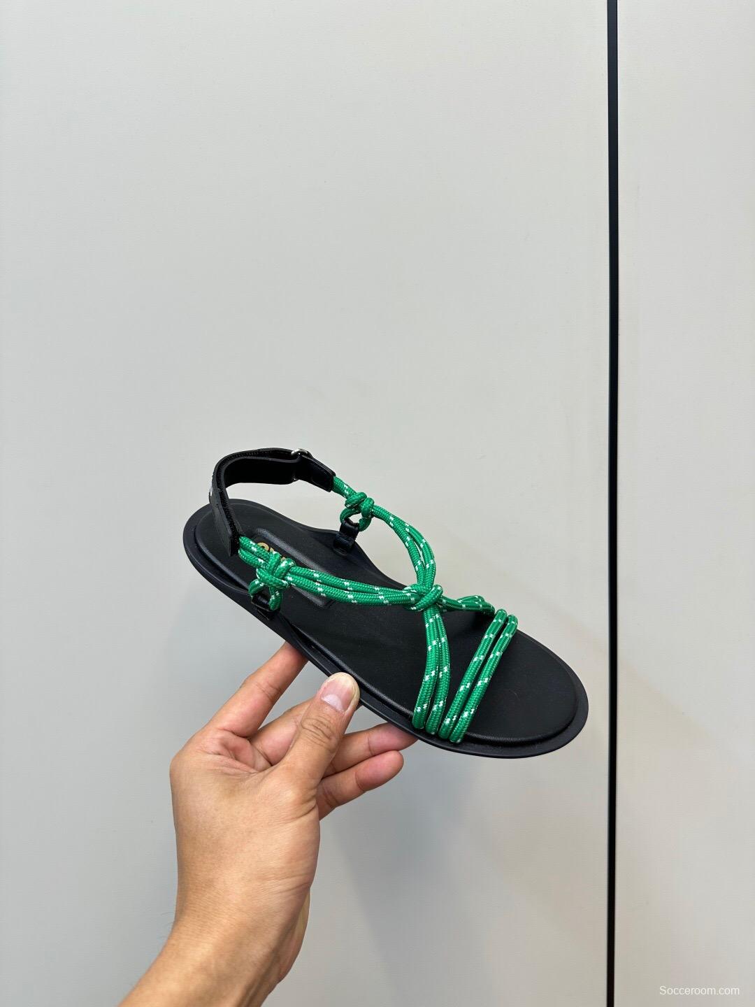 2025 Women Miu Miu Green Leather Sandals