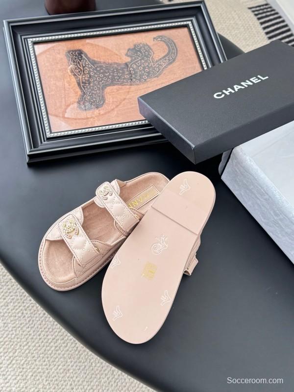 2025 Women Chanel Beige Leather Sandals LY00310