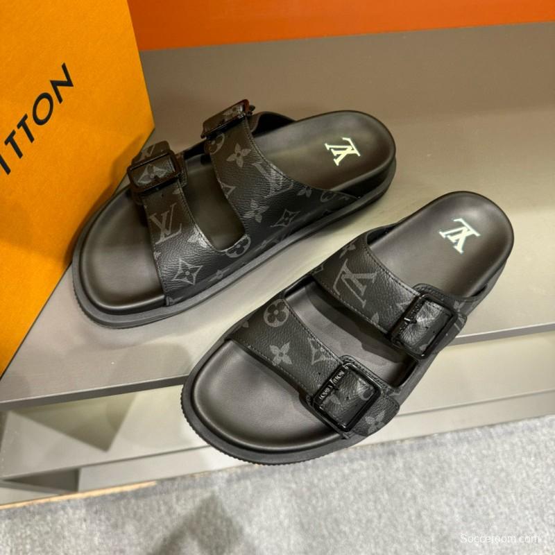 2024 Louis Vuitton Black Leather Slippers MJ00210