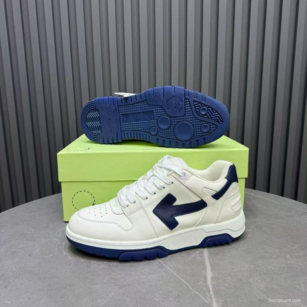 2025 Unisex Off-White White Navy Leather Sneakers KFY00310
