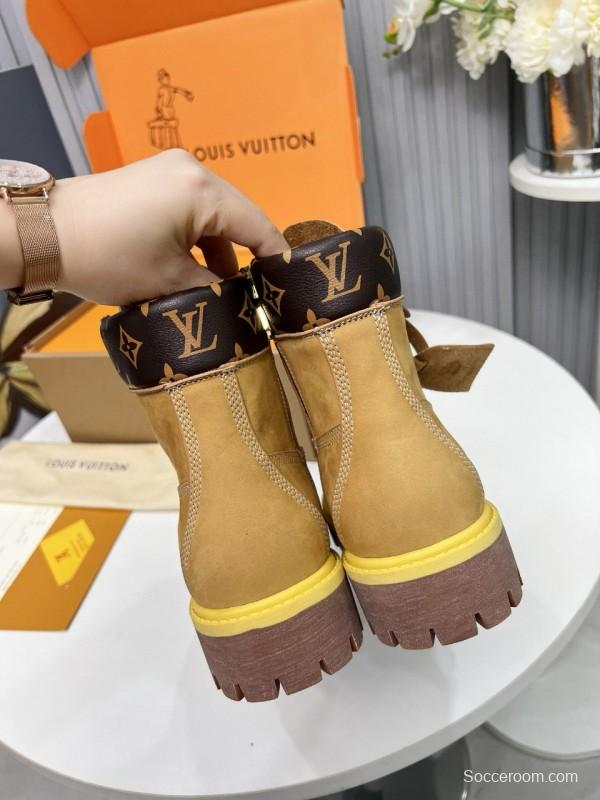 2024 Unisex Louis Vuitton Brown Waterproof Leather Ankle Boots Monogram MJ00450