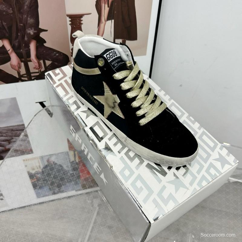 2024 Unisex GGDB Black Gold Leather Suede High Top Sneakers MJ00300