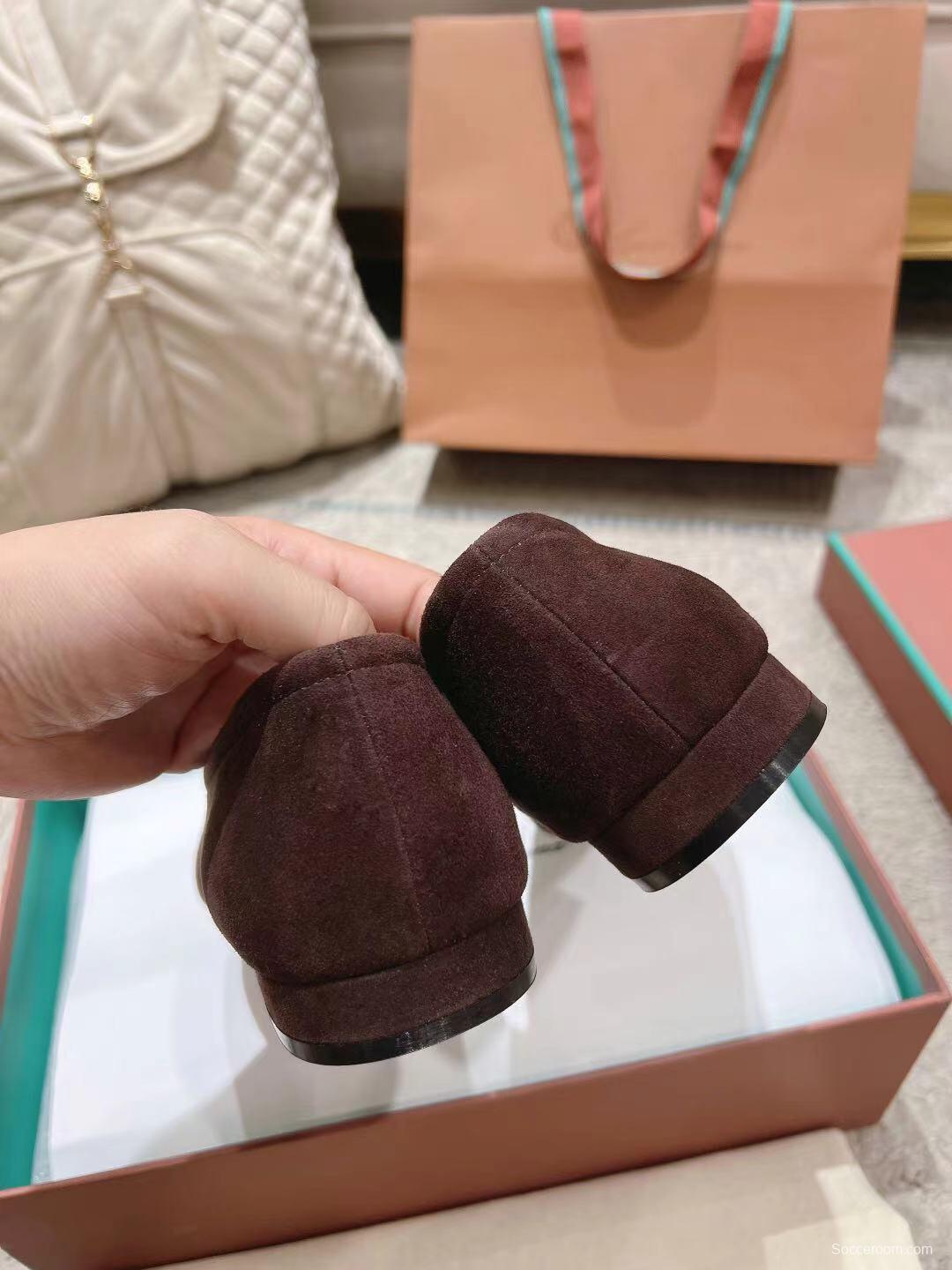 2025 Women LP Brown Suede Ballet Flat LY00320