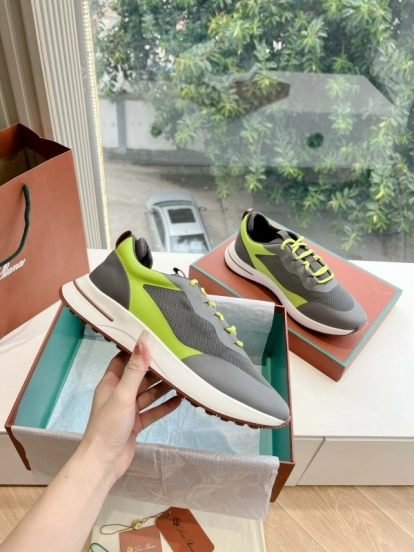 2024 Unisex Le Parmentier Grey Green Knit Sneakers