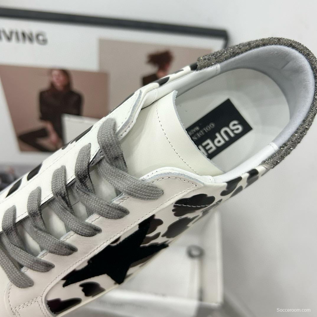 2025 Women GGDB Black White Leather Cow Print Sneakers