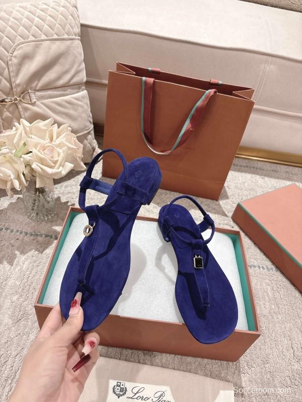 2025 Women LP Blue Suede Sandals