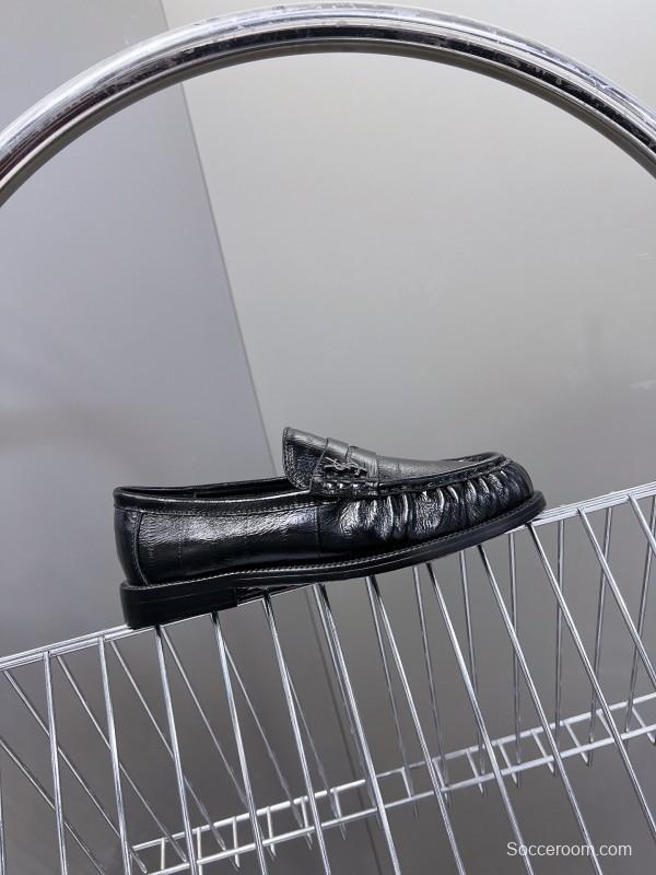 2025 Women Yves Saint Laurent Black Leather Loafers