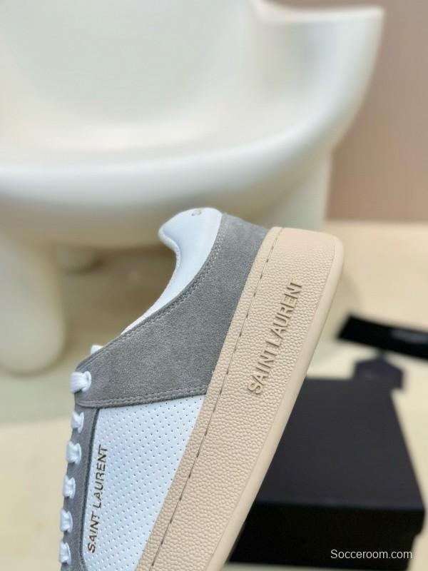 2024 Unisex Yves Saint Laurent White Grey Suede Leather Mesh Sneaker MJ00350