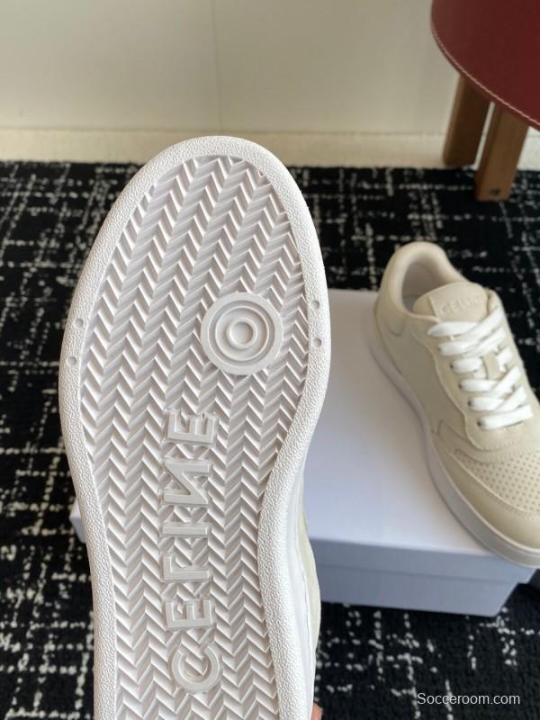 2025 Women Celine Beige Canvas Sneakers CELINE Embroidered Logo