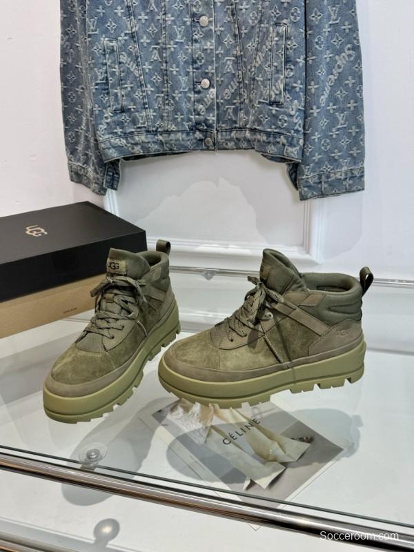 2024 Unisex UGG Black Chestnut Military Green Sheepskin Work Boots MJ00300