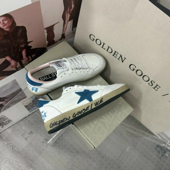 2024 Unisex GGDB White Blue Leather Low Top Sneakers MJ00260