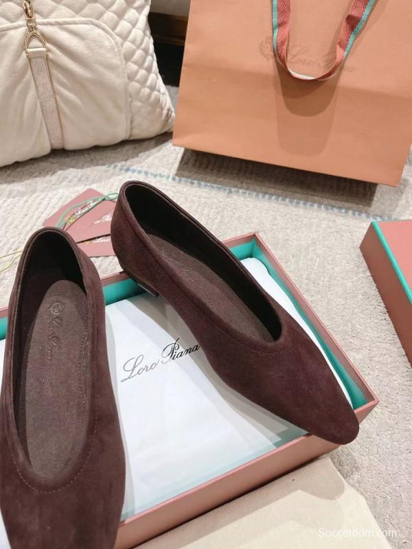 2025 Women LP Brown Suede Ballet Flat LY00320
