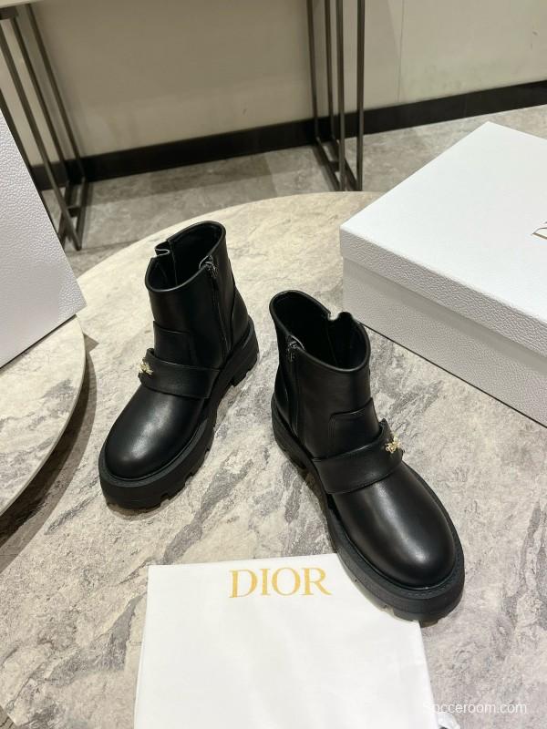 2024 Women Dior Black Calfskin Leather Ankle Boots Hardware MJ00430