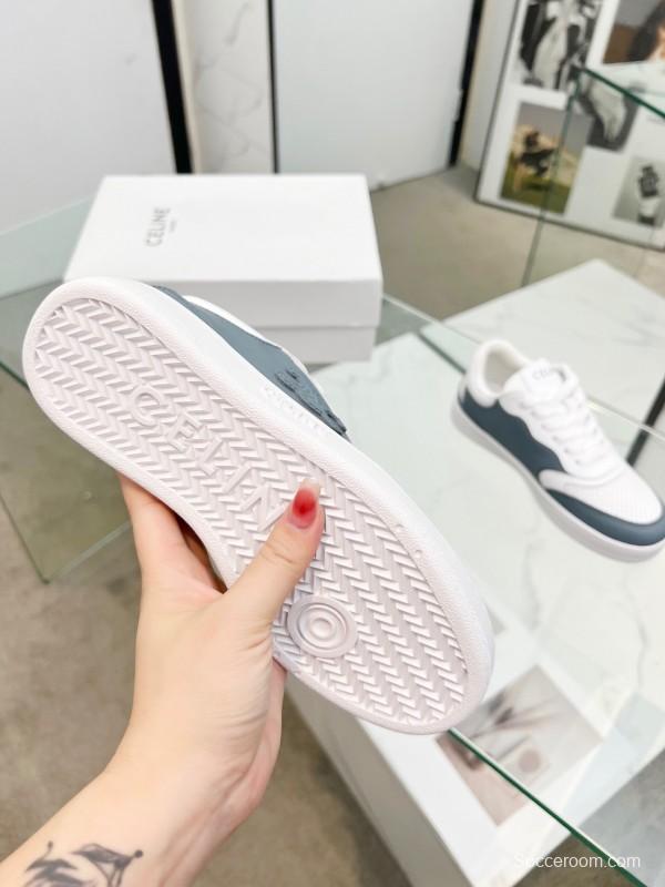 2025 Unisex CELINE White Grey Leather Sneakers