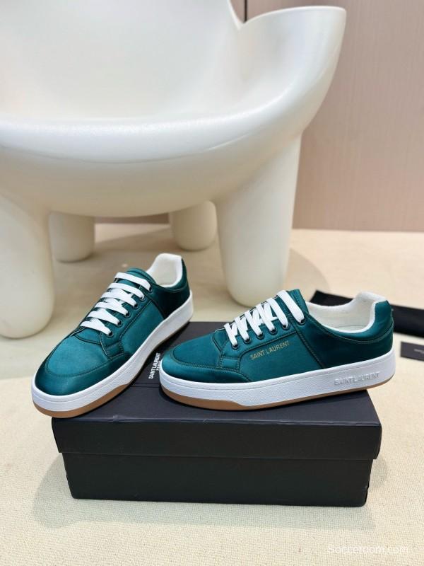 2024 Unisex Yves Saint Laurent Green Satin Casual Sneakers