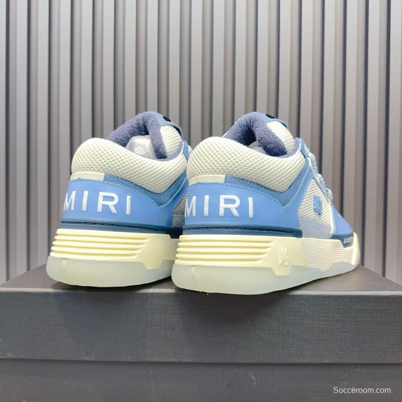 2024 Unisex Amiri Blue White Mesh Leather Sneakers MJ00360