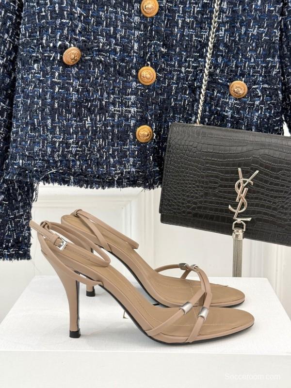 2025 Women Yves Saint Laurent Beige Leather Sandals KFY00270