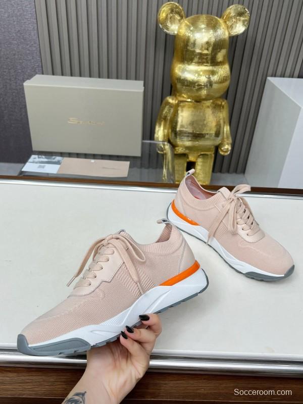 2025 Unisex Santoni Beige Wool Blend Knit Sneakers AS00320