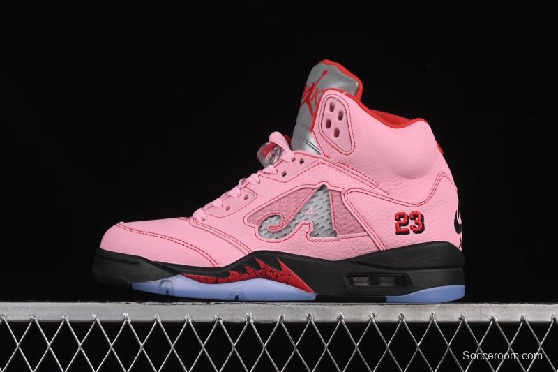 Awake NY Air Jordan 5 Retro Sneakers with Arctic Pink Colorway and Awake NY Logo Mesh - DV4982-600