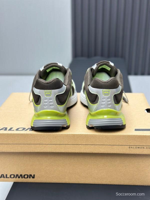 2025 Unisex SALOMON Black White Cream Leather Mesh Sneakers KFY00320