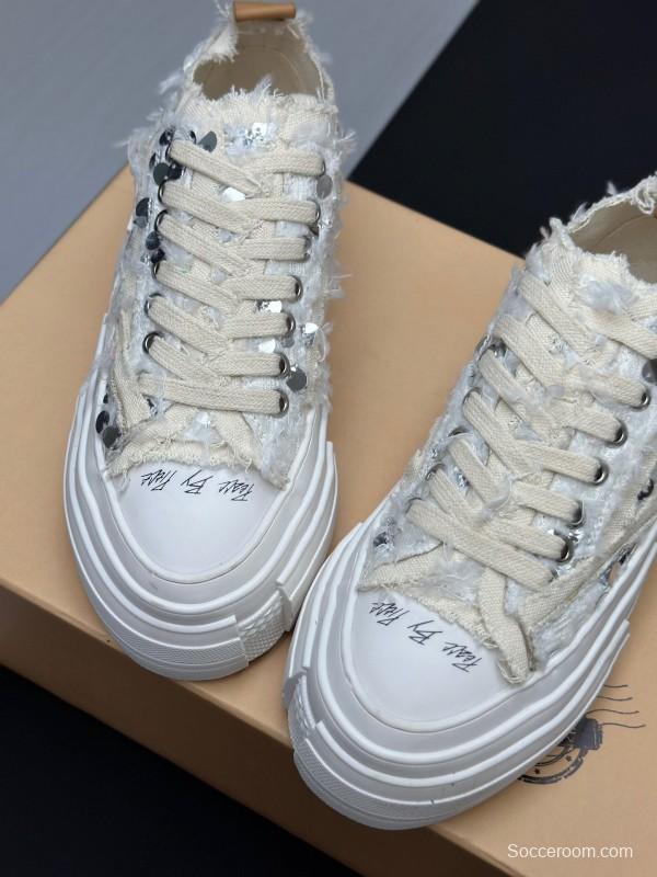 2025 Unisex XVESSEL White Canvas Plimsolls Vulcanized AS00260