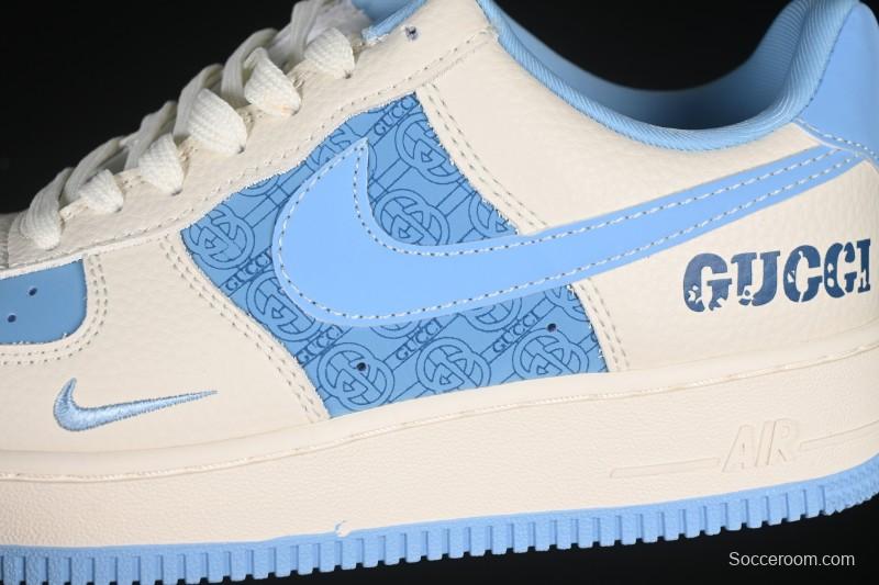 Nike Air Force 1 '07 Low Gucci Collaboration Ice Blue Low-Top Casual Sneakers - DF0188-067