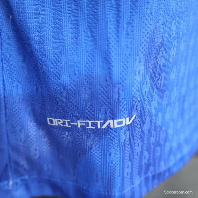 Player Version 25/26 Barcelona Travis Scott Blue with Red Half Split Jersey