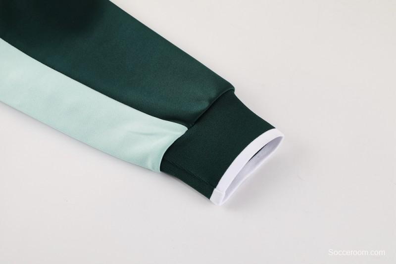 2025 Nike Green/White Full Hoodie Zipper Jacket +Long Pants