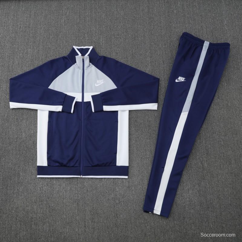 2025 Nike Grey/Navy Full Hoodie Zipper Jacket +Long Pants