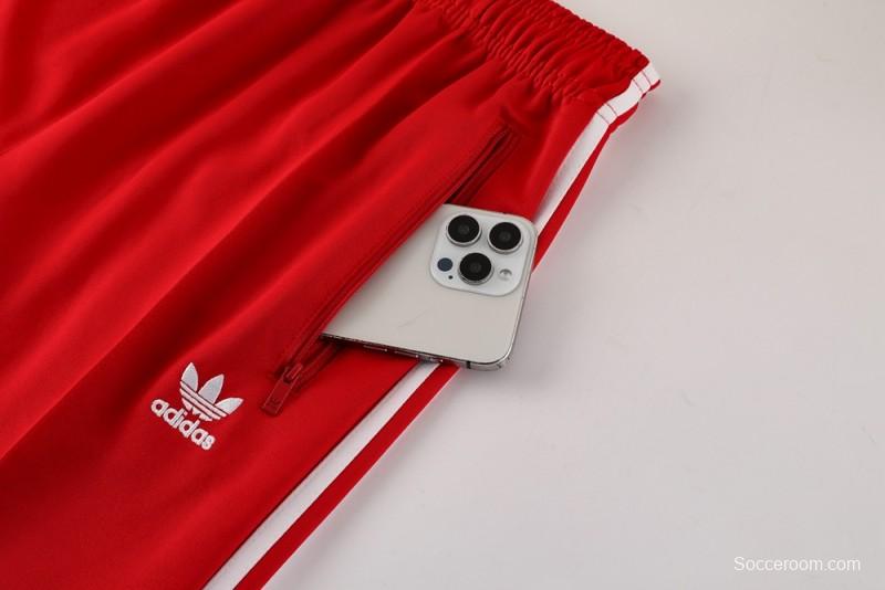 2025 Adidas Original Red Full Hoodie Zipper Jacket +Long Pants