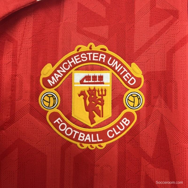 92/94 Retro Long Sleeve Manchester United Home Jersey