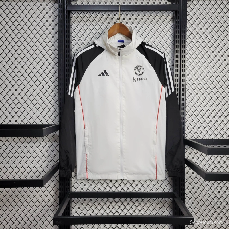 25/26 Manchester United Jacket White Windbreaker