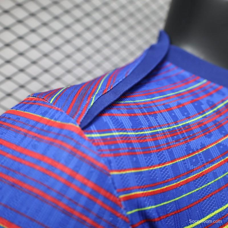 Player Version 25/26 FC Barcelona Blue with Colorful Wave Stripes Jersey