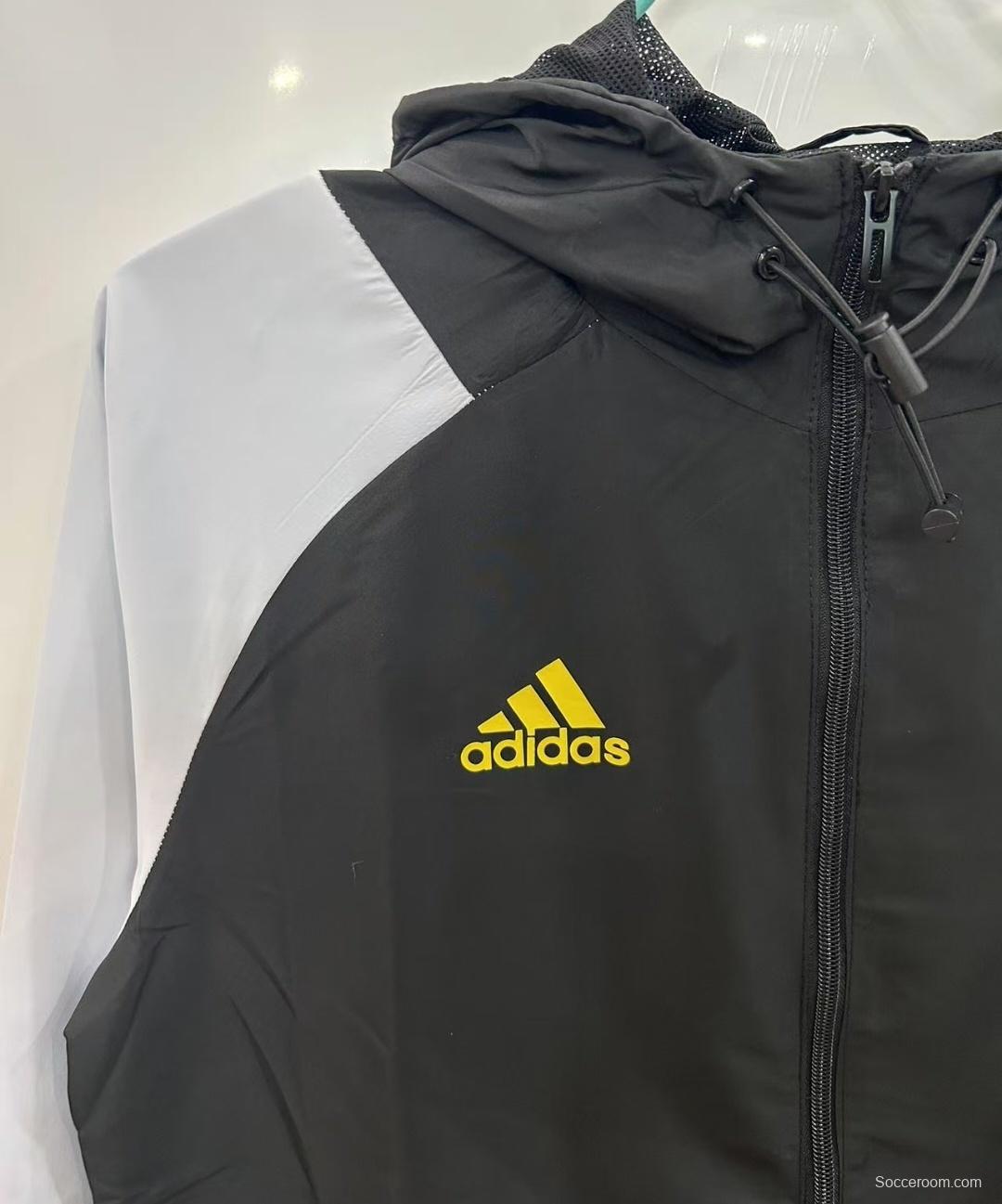 25/26 Real Madrid Black/White Hoodie Windbreaker