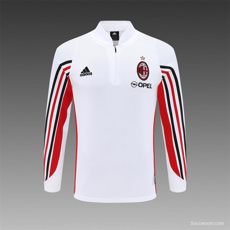 Retro 03/04 AC Milan White Half Zipper Jacket